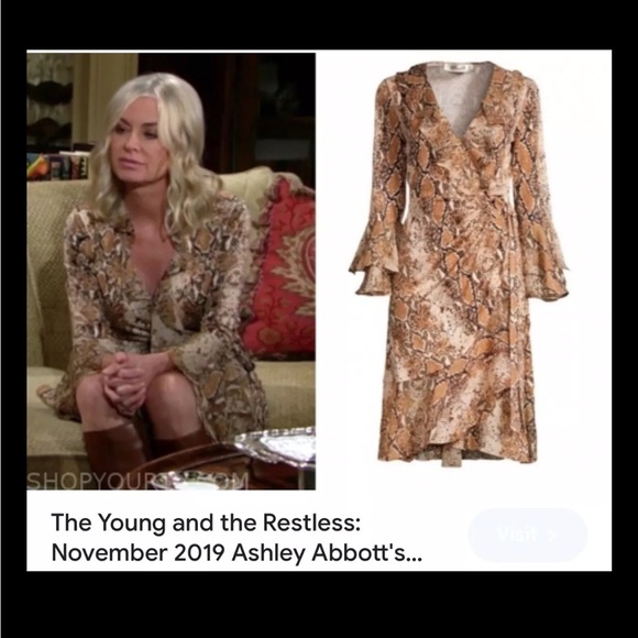 $598 Diane Von Furstenberg L 10 Carli Silk Ruffle Hem Python snake Wrap… - Picture 2 of 5